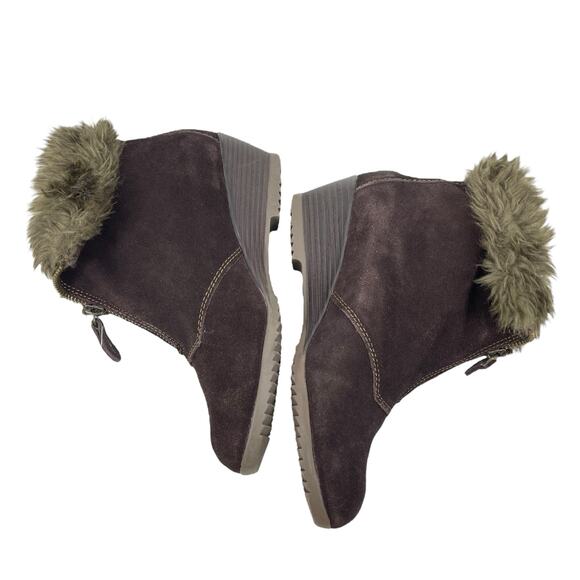 Sporto Capri Faux Fur Snow Boots Suede Wedge Brown Size 7.5M - Picture 6 of 11